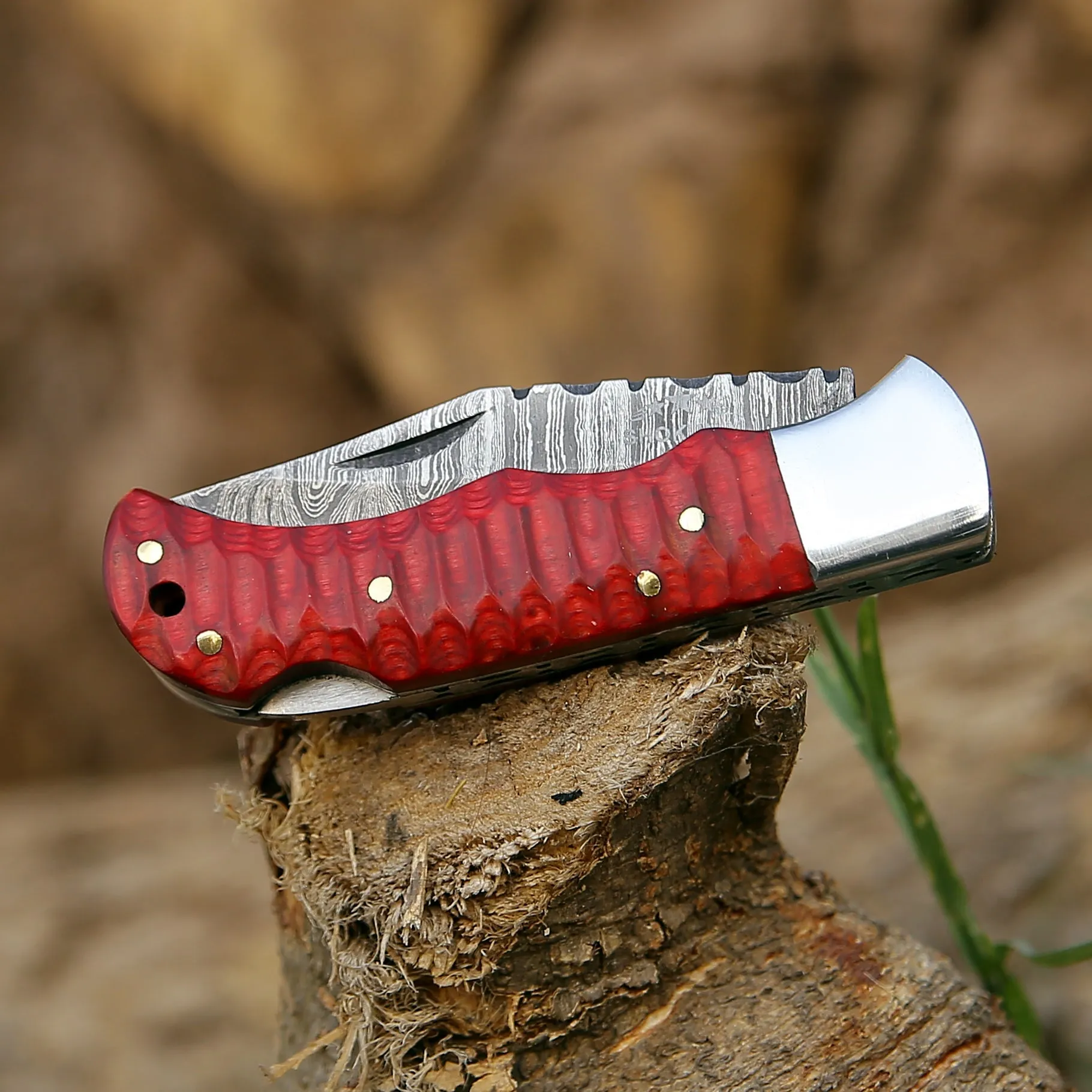 Rogue Pocket Knife with Forged Pakka Wood Handle