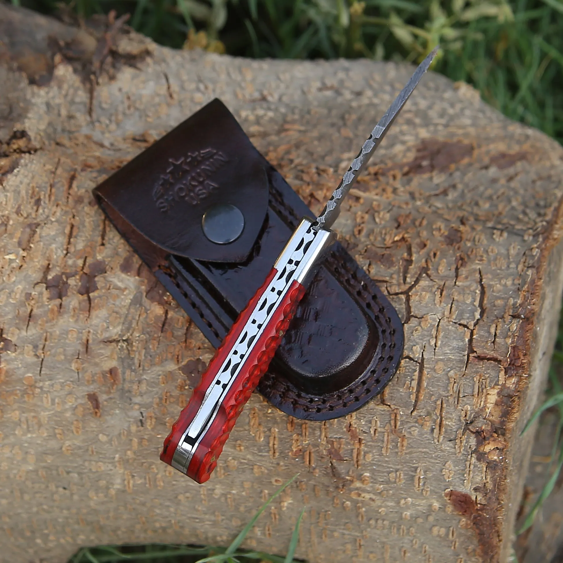 Rogue Pocket Knife with Forged Pakka Wood Handle