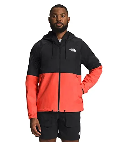 THE NORTH FACE Men's Antora Rain Hoodie, TNF Black/Retro Orange, Large
