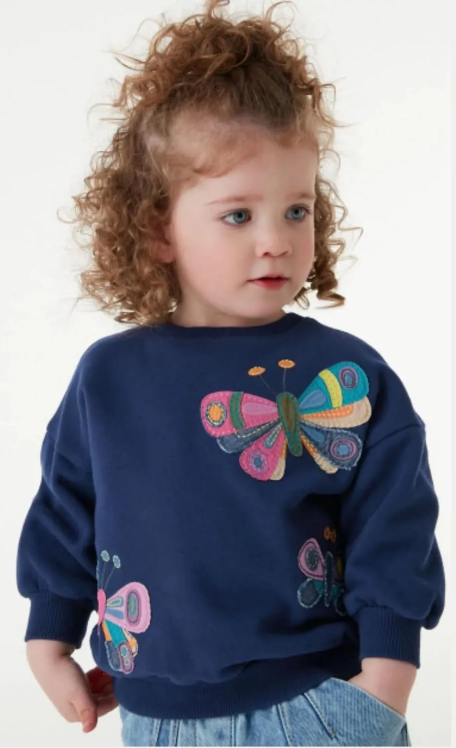 Toddler Girls Crewneck Butterfly Sweatshirt Baby Fleece Long Sleeve Pullover Sweater Kids Fall Winter Warm Shirts Clothes 4t