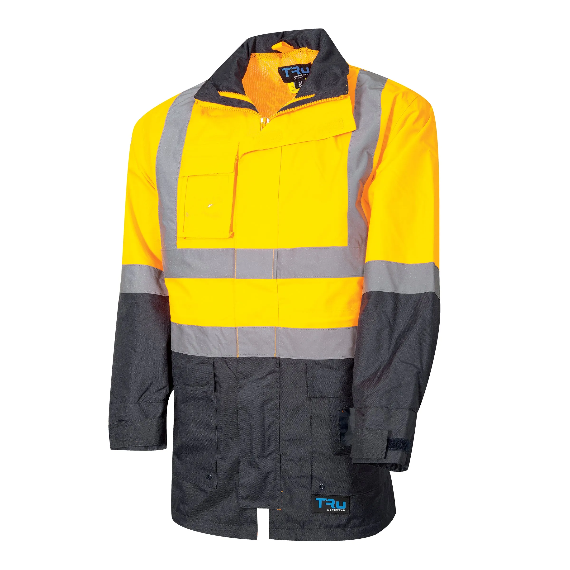 Tru Workwear Hi Vis 2 Tone Outer Shell Rain Jacket c/w Reflective Tape TJ2900T6