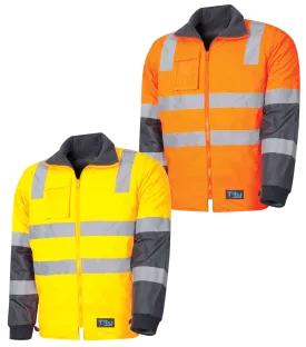 Tru Workwear Hi Vis Wet Weather Jacket c/w Removable Sleeves & Reflective Tape TJ2945T4