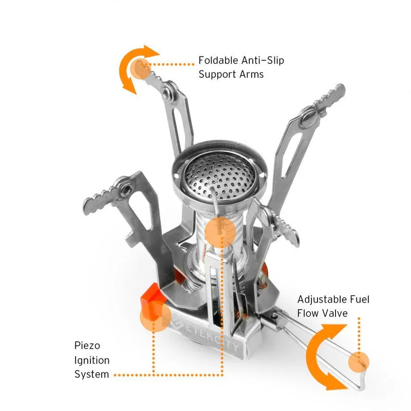 Ultralight Portable Outdoor Pot Pan & Stove Set with Piezo Ignition Stealth Angel Survival