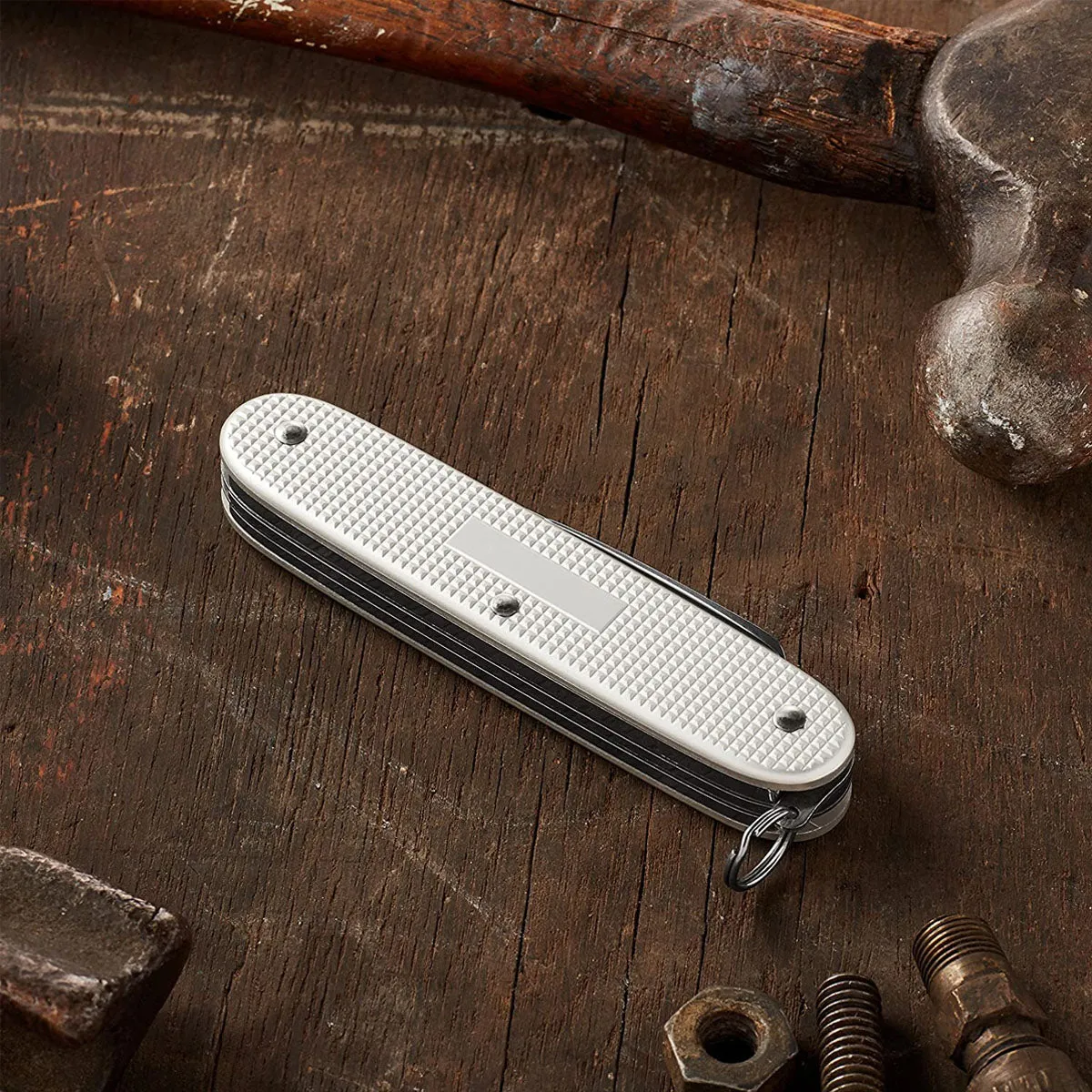 Victorinox Swiss Army Farmer Pocket Knife (Silver Alox Ribbed) , 93mm