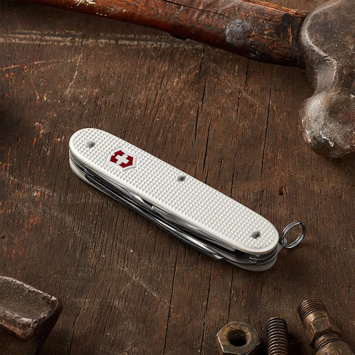 Victorinox Swiss Army Farmer Pocket Knife (Silver Alox Ribbed) , 93mm