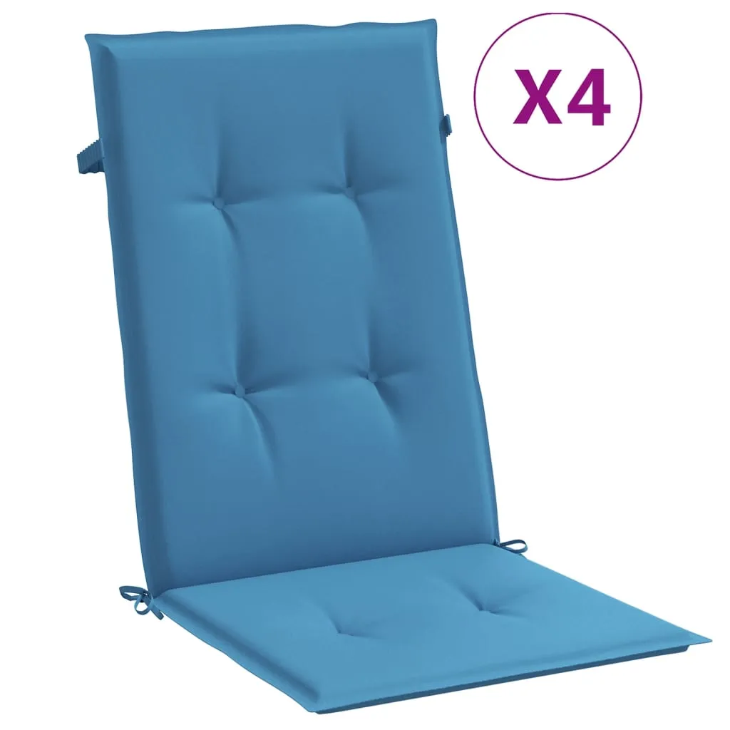 vidaXL Highback Chair Cushions 4 pcs Melange Blue 120x50x4 cm Fabric