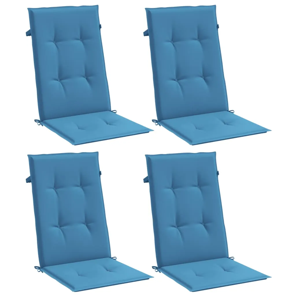 vidaXL Highback Chair Cushions 4 pcs Melange Blue 120x50x4 cm Fabric