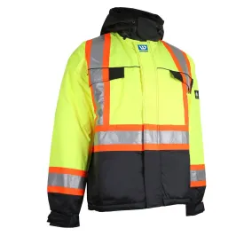 Wenaas 533TCSA Hi-Vis Quilted Premium Winter Safety Jacket | Windproof, Waterproof, CSA Compliant, Rated to -42°C, with Detachable Hood | Sizes: S-4XL