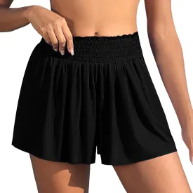 Womens Swim Shorts 3" High Waist Flowy Board Shorts for Women with Pockets Beach Bathing Suit Bottoms Tummy Control