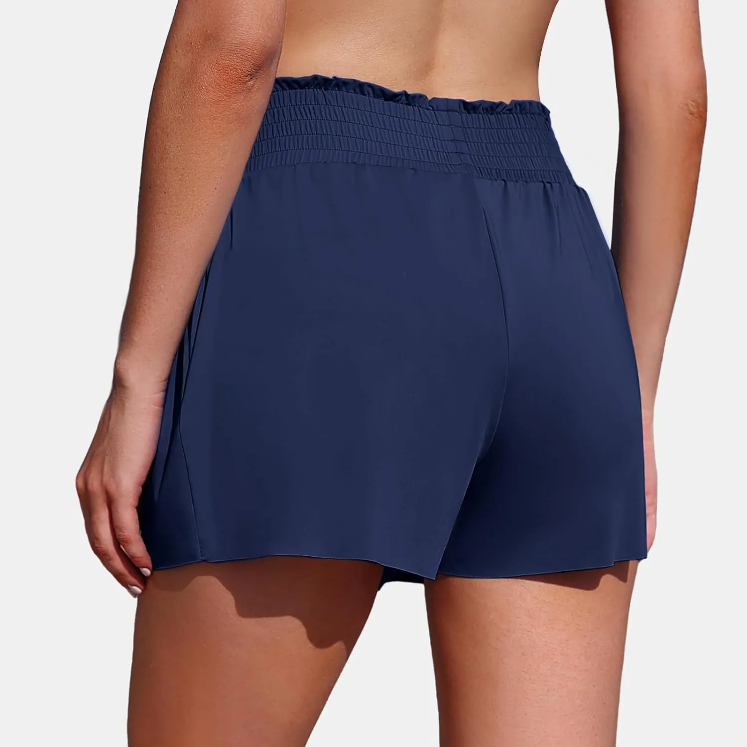 Womens Swim Shorts 3" High Waist Flowy Board Shorts for Women with Pockets Beach Bathing Suit Bottoms Tummy Control