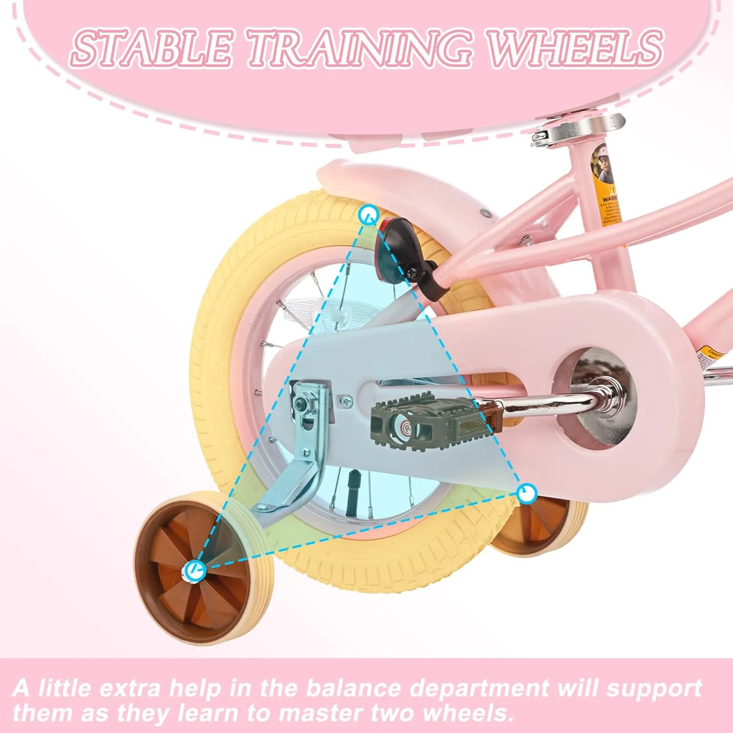 XJD Girls Bike for Toddlers and Kids Ages 2-12 Years Old,12 14 16 Inch Kids Bike with Training Wheels & Basket, 20 Inch Kids Bicycle with Handbrake & KickstandAdjustable Seat Handlebar Height