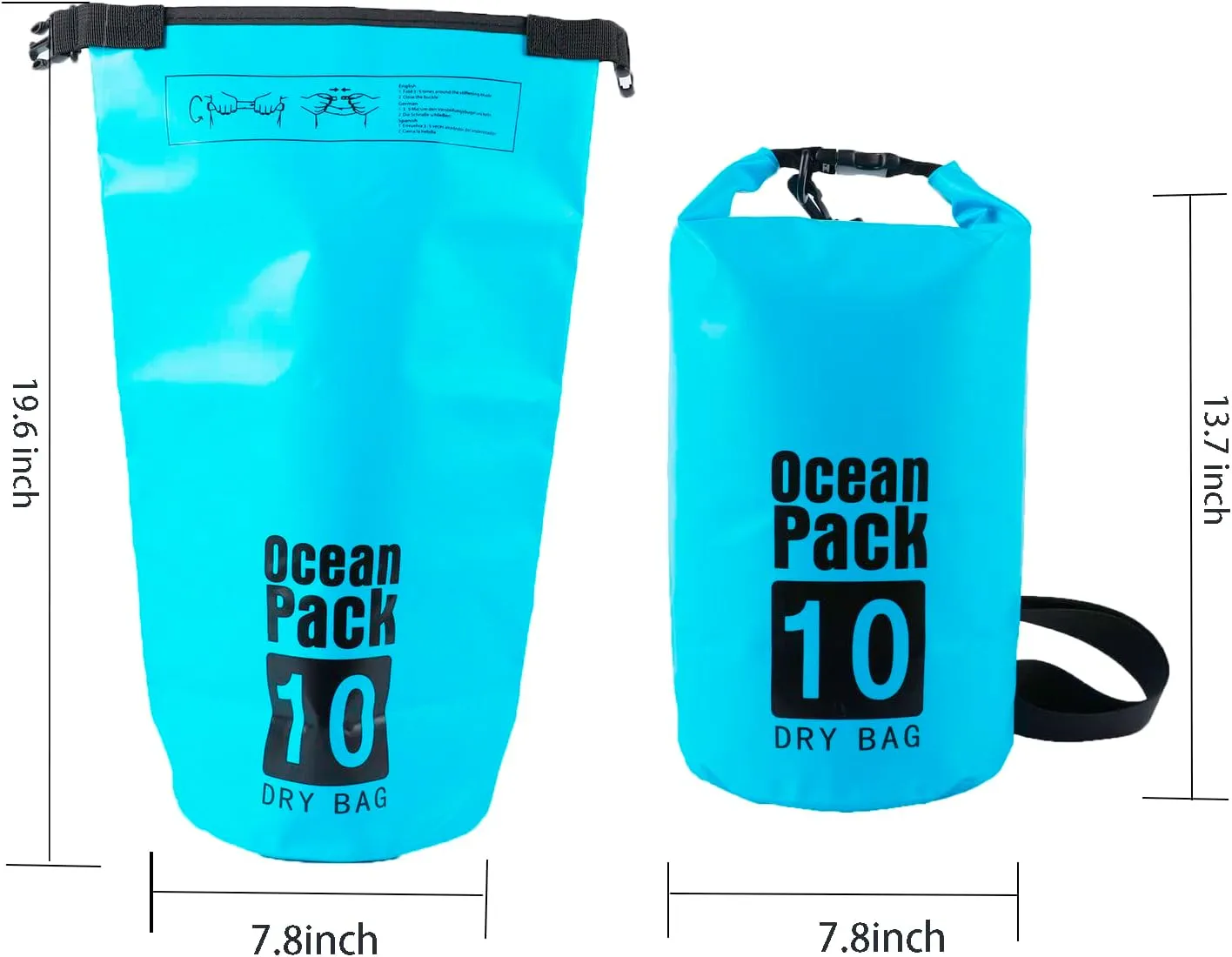 YDYJKI Floating Waterproof Dry Bag for Travel 5L/10L/20L/30L, Roll Top Sack Keeps Gear Dry for Kayaking, Rafting, Boating, Swimming, Camping, Hiking, Beach, Fishing (Grey, 10L)